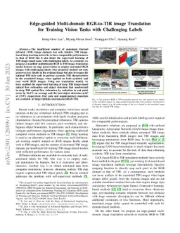 Edge-guided Multi-domain RGB-to-TIR image Translation for Training
  Vision Tasks with Challenging Labels