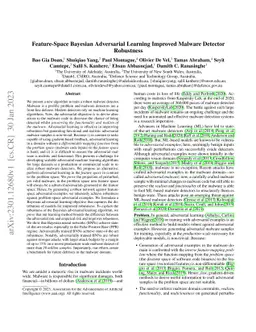 Feature-Space Bayesian Adversarial Learning Improved Malware Detector
  Robustness