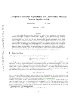 Delayed Stochastic Algorithms for Distributed Weakly Convex Optimization