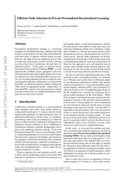 Efficient Node Selection in Private Personalized Decentralized Learning
