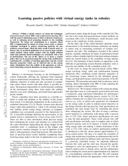Learning passive policies with virtual energy tanks in robotics