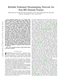 Reliable Federated Disentangling Network for Non-IID Domain Feature
