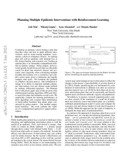 Planning Multiple Epidemic Interventions with Reinforcement Learning