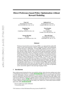 Direct Preference-based Policy Optimization without Reward Modeling