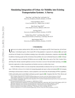 Simulating the Integration of Urban Air Mobility into Existing
  Transportation Systems: A Survey
