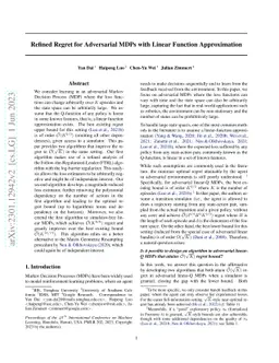 Refined Regret for Adversarial MDPs with Linear Function Approximation