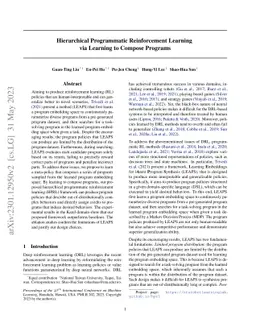 Hierarchical Programmatic Reinforcement Learning via Learning to Compose
  Programs