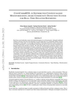 ContCommRTD: A Distributed Content-based Misinformation-aware Community
  Detection System for Real-Time Disaster Reporting