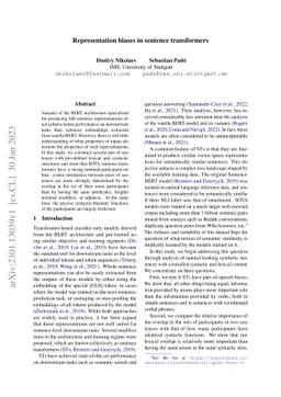 Representation biases in sentence transformers