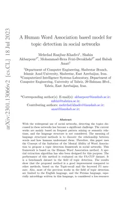 A Human Word Association based model for topic detection in social
  networks
