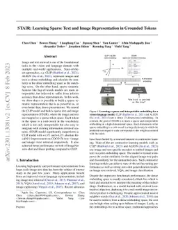 STAIR: Learning Sparse Text and Image Representation in Grounded Tokens