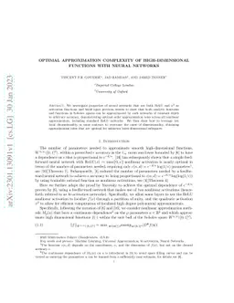 Optimal Approximation Complexity of High-Dimensional Functions with
  Neural Networks