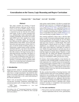 Generalization on the Unseen, Logic Reasoning and Degree Curriculum