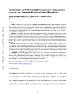 Standardized CycleGAN training for unsupervised stain adaptation in
  invasive carcinoma classification for breast histopathology