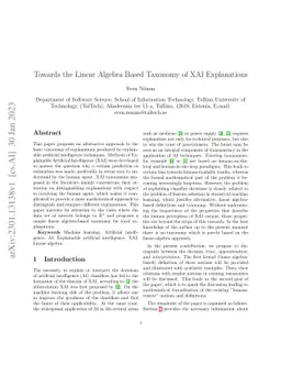 Towards the Linear Algebra Based Taxonomy of XAI Explanations