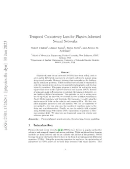 Temporal Consistency Loss for Physics-Informed Neural Networks