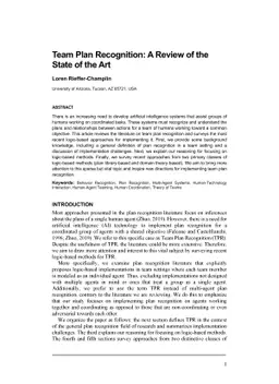 Team Plan Recognition: A Review of the State of the Art