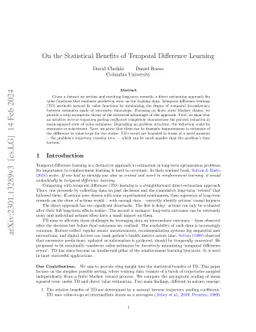 On the Statistical Benefits of Temporal Difference Learning