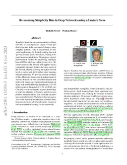 Overcoming Simplicity Bias in Deep Networks using a Feature Sieve