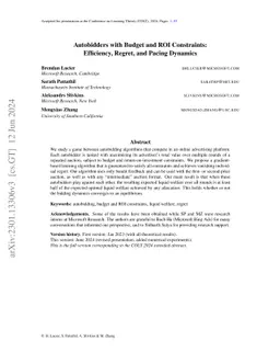 Autobidders with Budget and ROI Constraints: Efficiency, Regret, and
  Pacing Dynamics