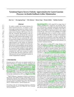 Variational sparse inverse Cholesky approximation for latent Gaussian
  processes via double Kullback-Leibler minimization