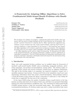 A Framework for Adapting Offline Algorithms to Solve Combinatorial
  Multi-Armed Bandit Problems with Bandit Feedback