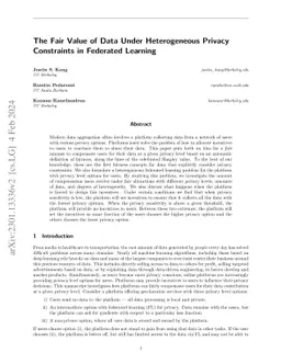 The Fair Value of Data Under Heterogeneous Privacy Constraints in
  Federated Learning