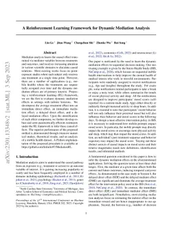 A Reinforcement Learning Framework for Dynamic Mediation Analysis