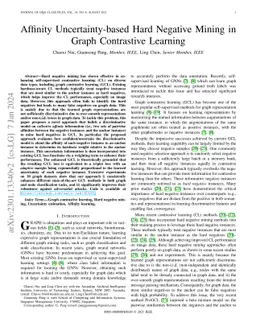 Affinity Uncertainty-based Hard Negative Mining in Graph Contrastive
  Learning