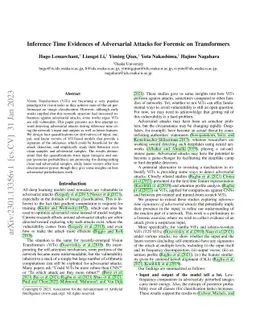 Inference Time Evidences of Adversarial Attacks for Forensic on
  Transformers