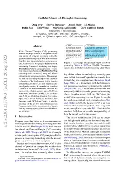 Faithful Chain-of-Thought Reasoning