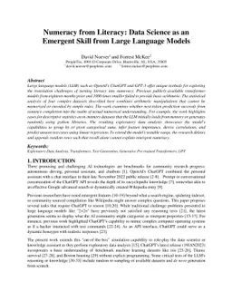 Numeracy from Literacy: Data Science as an Emergent Skill from Large
  Language Models
