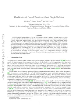 Combinatorial Causal Bandits without Graph Skeleton