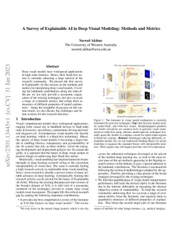 A Survey of Explainable AI in Deep Visual Modeling: Methods and Metrics