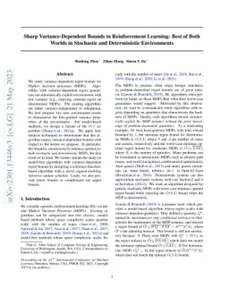 Sharp Variance-Dependent Bounds in Reinforcement Learning: Best of Both
  Worlds in Stochastic and Deterministic Environments