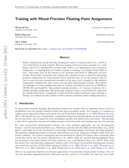 Training with Mixed-Precision Floating-Point Assignments