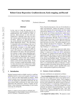 Robust Linear Regression: Gradient-descent, Early-stopping, and Beyond