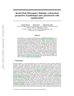 Kernel Stein Discrepancy thinning: a theoretical perspective of
  pathologies and a practical fix with regularization