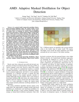 AMD: Adaptive Masked Distillation for Object Detection