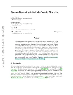 Domain-Generalizable Multiple-Domain Clustering