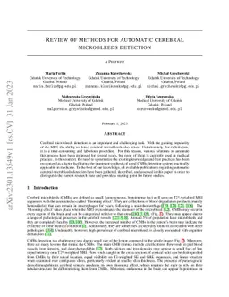 Review of methods for automatic cerebral microbleeds detection