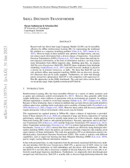 Skill Decision Transformer