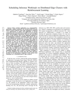 Scheduling Inference Workloads on Distributed Edge Clusters with
  Reinforcement Learning
