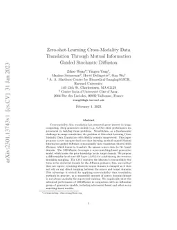 Zero-shot-Learning Cross-Modality Data Translation Through Mutual
  Information Guided Stochastic Diffusion