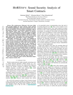 HoRStify: Sound Security Analysis of Smart Contracts