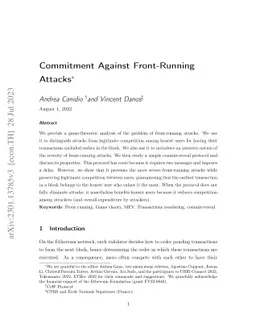 Commitment Against Front Running Attacks