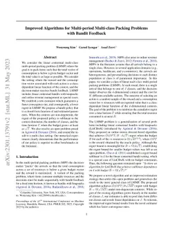 Improved Algorithms for Multi-period Multi-class Packing Problems with
  Bandit Feedback
