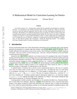 A Mathematical Model for Curriculum Learning for Parities