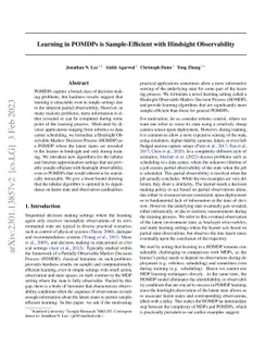 Learning in POMDPs is Sample-Efficient with Hindsight Observability