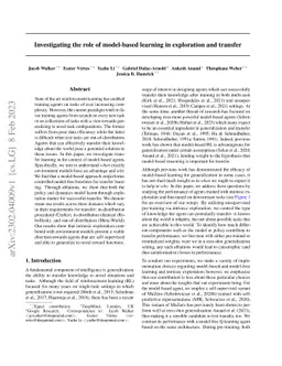 Investigating the role of model-based learning in exploration and
  transfer